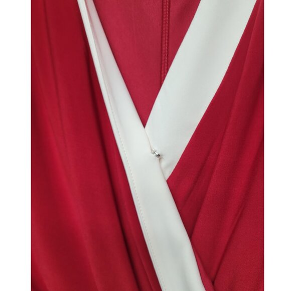 NWT Kasper Red White City Wrap V-Neck Long Sleeve Dress 2X - Picture 7 of 14